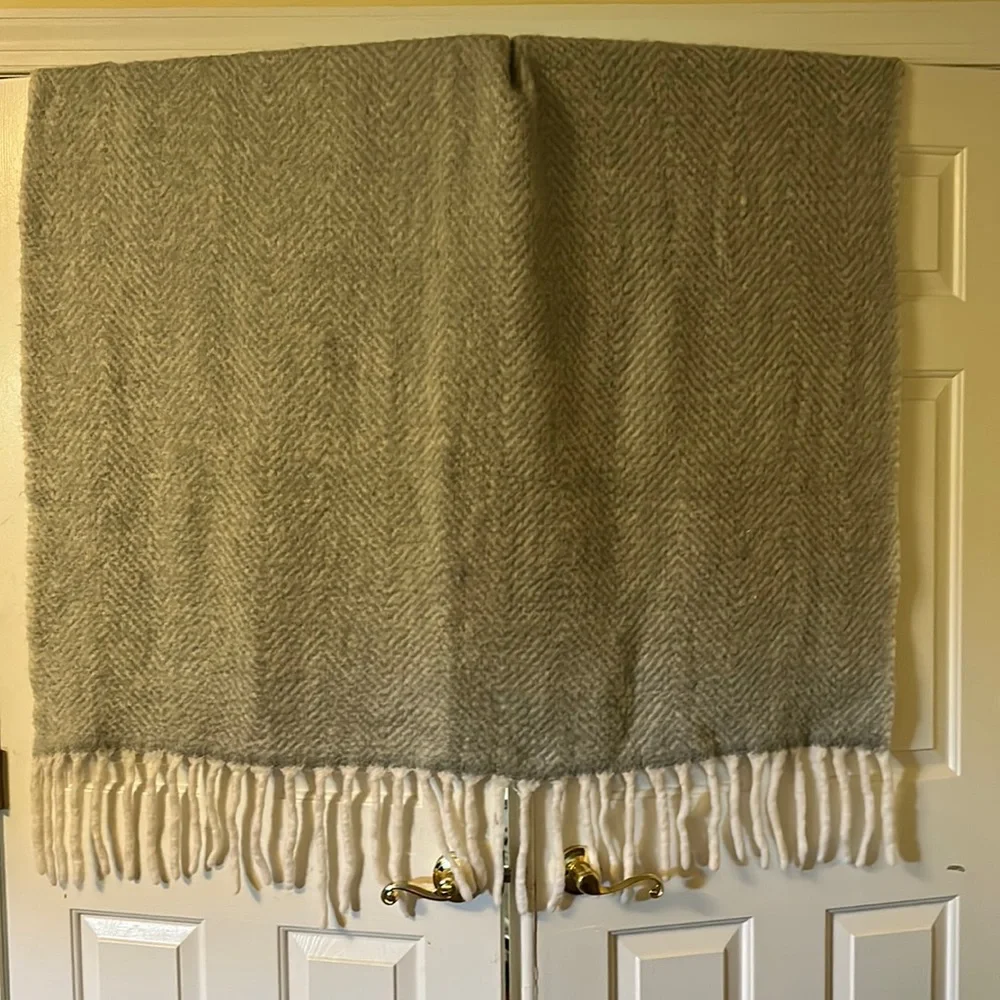 Soft grey and white West Elm throw